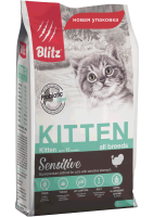 Blitz 400г Kitten Сухой корм для котят, беременных и кормящих кошек Индейка