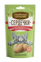 Деревенские лакомства для кошек Сердечки с аминокислотой L-лизин для иммунитета, 30г
