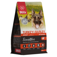 Blitz Adult Sensitive Turkey&Barley Сухой корм для взрослых собак, Индейка