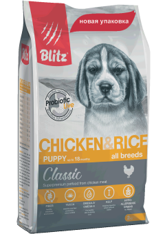 Blitz 2кг Puppy Classic Chicken&Rice Сухой корм для щенков Курица и рис